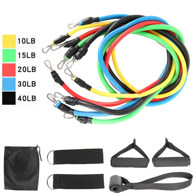 11pcs Fitness Pull Rope Resistance Bands Latex Strength
